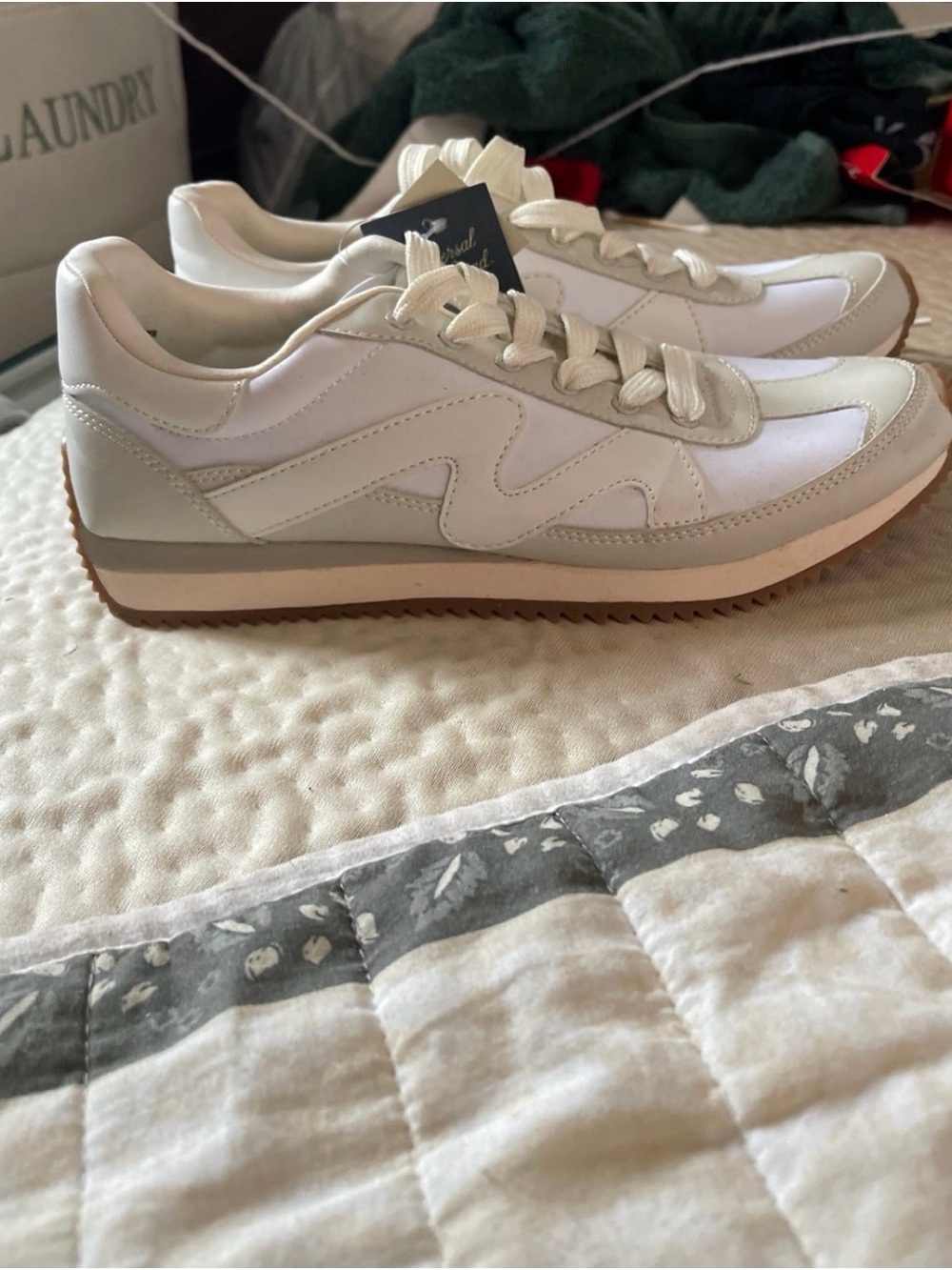 Classic Women's Casual Sneakers in White and Light Gray